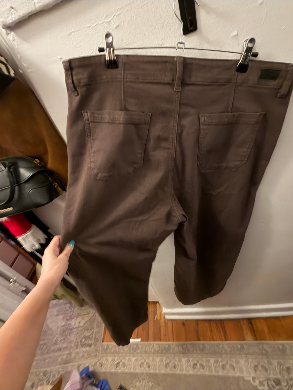 PAIGE Dark Chocolate Brown wide leg flare Pants Size 34